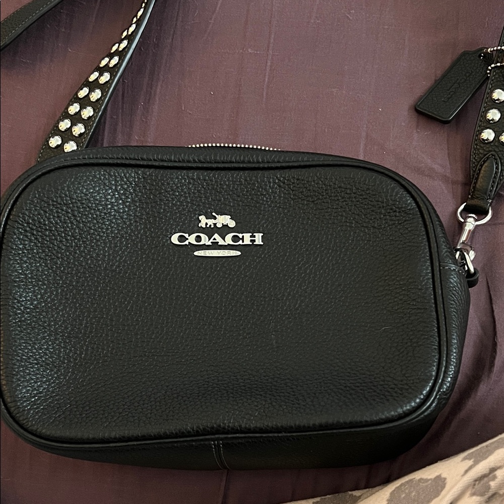 Coach Black Pebbled Leather Bag with Silver Details